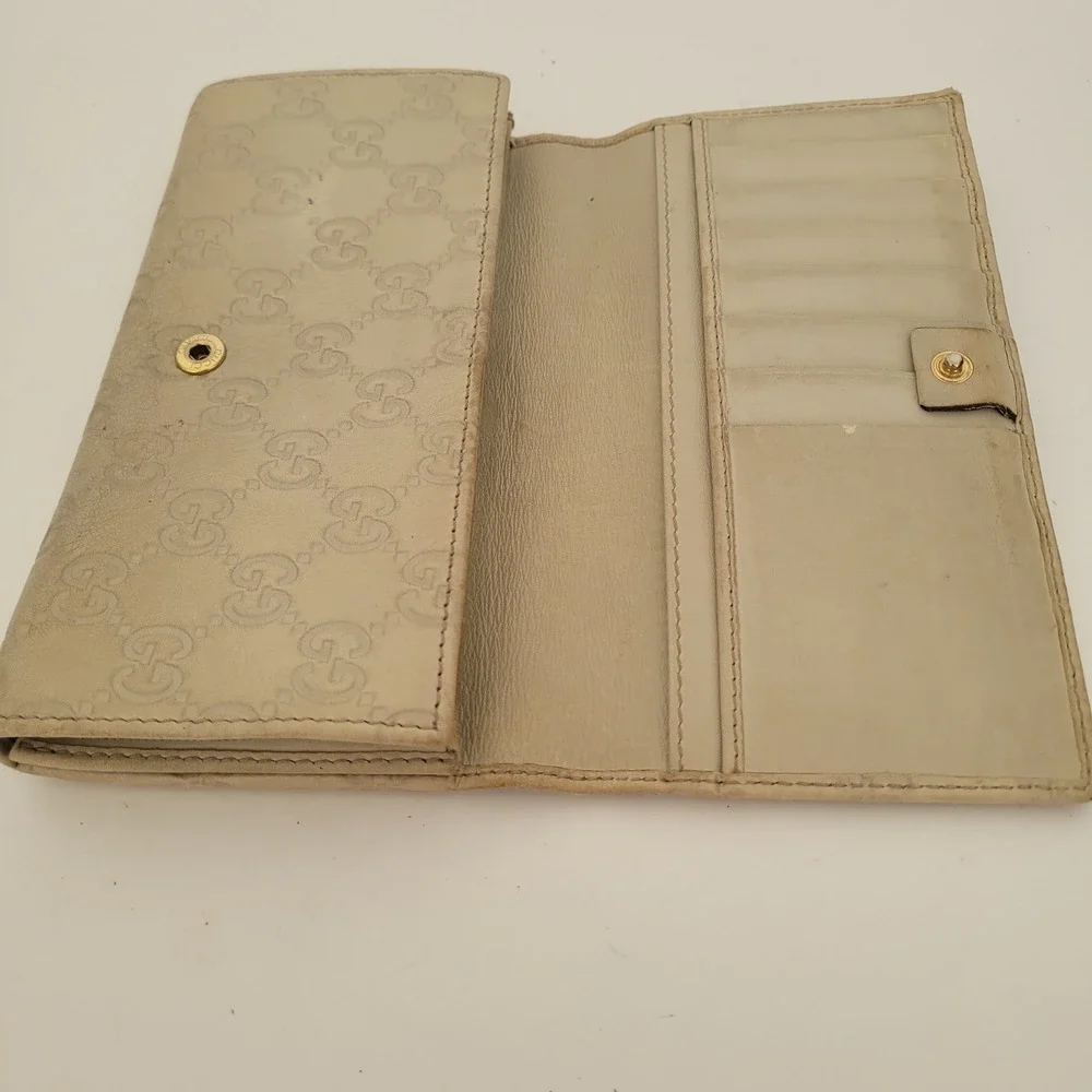 Gucci Guccissima Long Wallet Beige Leather GG Monogram Continental Flap 181593 - Picture 3 of 16